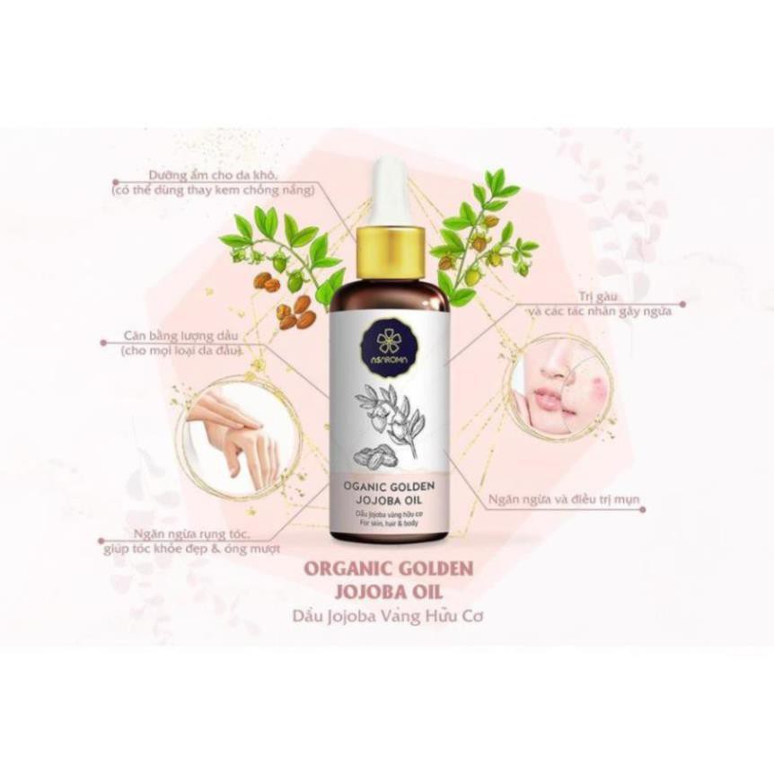 Dầu Jojoba Dưỡng Ẩm Da Khô Asaroma-Giảm Mụn Đầu Đen-Tẩy Trang Như Nước Hoa Hồng- 30ml