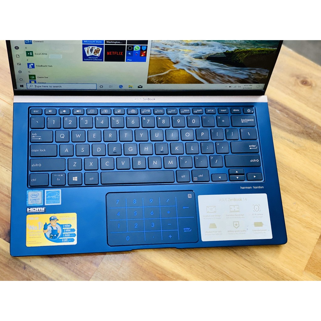 Laptop Asus ZenBook UX433FA (Core i5-8265U 8CPU, DDR4 8GB, SSD 256GB, MH 14' FHD) Máy LikeNew, Fullbox