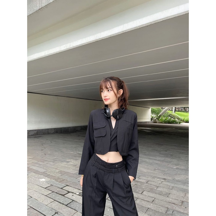 [HÌNH THẬT ĐỘC QUYỀN CUBEDLEMON] Áo vest croptop ulzzang thắt dây eo