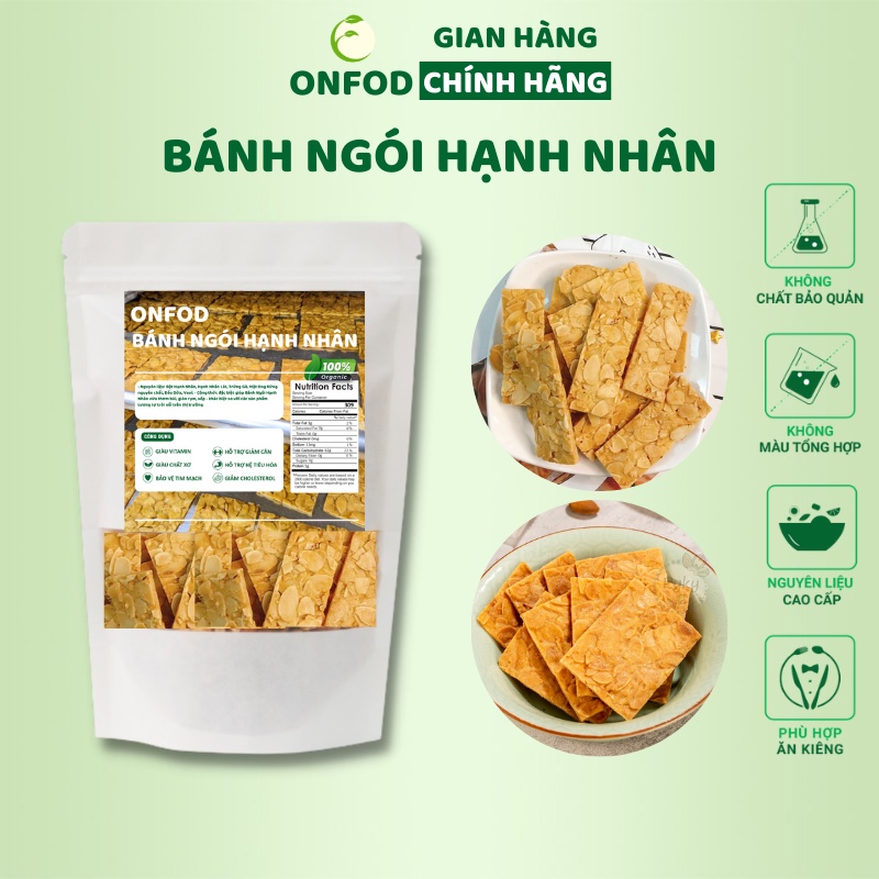 Bánh ngói hạnh nhân ONFODcho người tiểu đường, giảm cân, ăn kiêng, tập gym, yoga, thực dưỡng 250g 500g