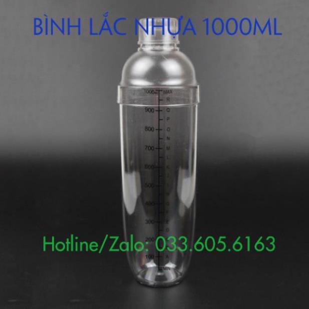 Bình lắc Shaker pha chế nhựa chia vạch đen 350ml - 500ml - 700ml - 1000ml - Núm nắp bình lắc - Dụng cụ pha chế TV