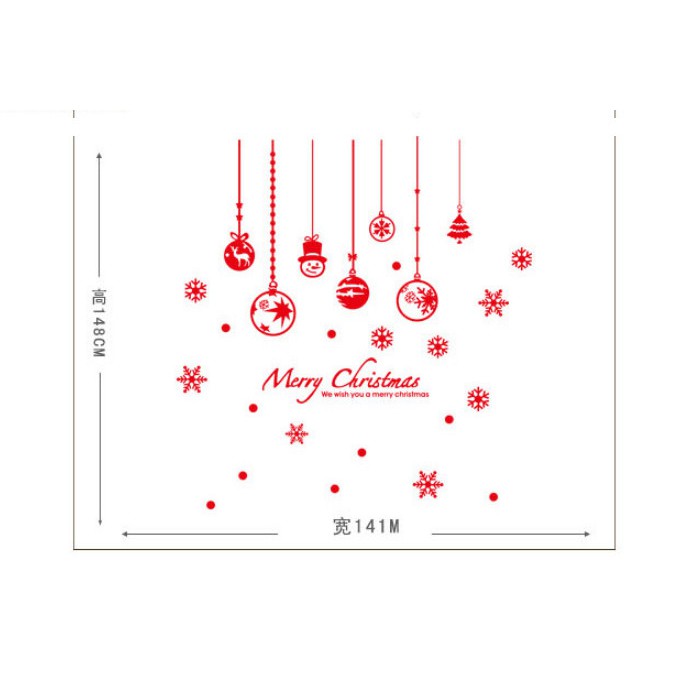 Decal Trang Trí Noel Hít Tĩnh Điện Hai Mặt Không Dơ Kính Mẫu Trái Châu mini