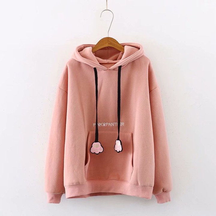 Áo hoodie nữ nỉ thời trang mùa đông freesize thêu mèo tai thỏ dưới 55kg