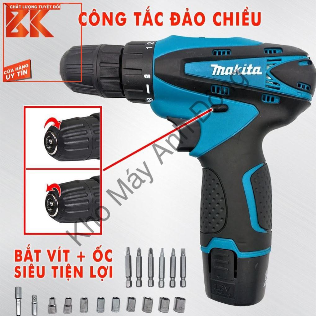 Máy khoan Makita 12V - Tặng bộ phụ kiện 24 chi tiết – Có bảo hành - Máy Khoan Gỗ, Máy Bắt Vít MAKITA 12V