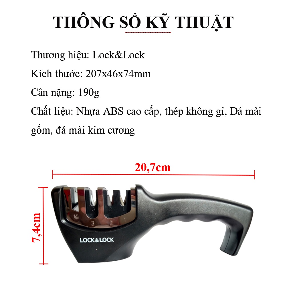 [Hàng chính hãng] - Dụng cụ mài dao kéo đa năng Lock and Lock 4in1 - Mài cực sắc, cực bền