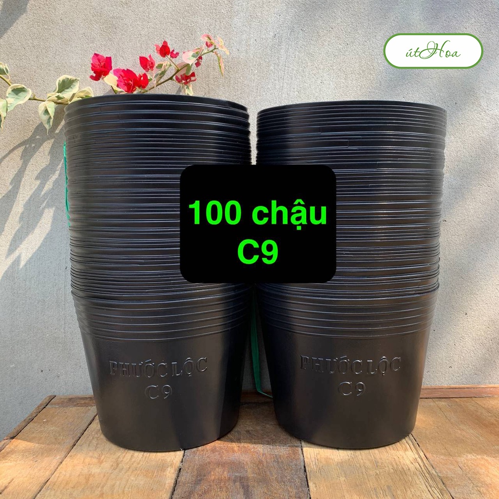 (Sll giá rẻ) 100 chậu nhựa đen C9 (20x16 cm) trồng cây, trồng hoa kiểng