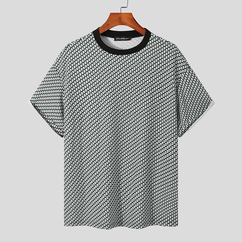 Áo thun INCERUN tay ngắn dáng rộng in hoa thời trang cho nam