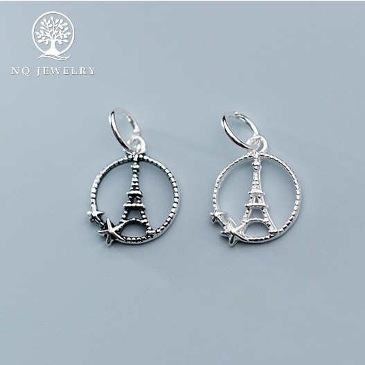 Charm bạc hình tròn chứa tháp treo - NQ Jewelry
