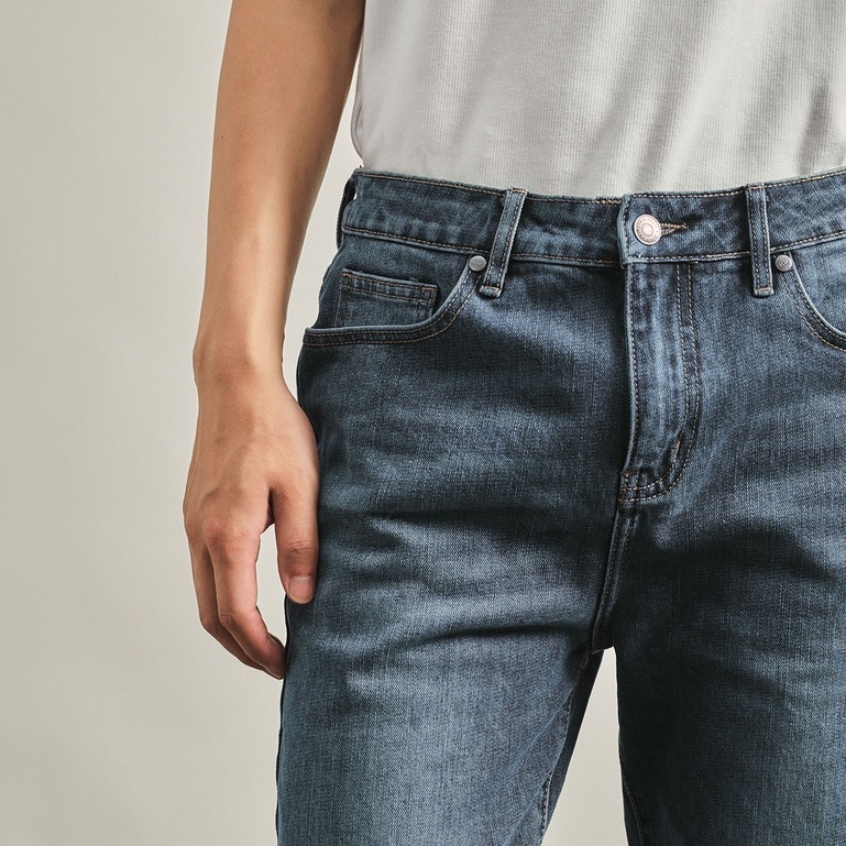 Quần jeans Slimfit nam co giãn Highway (Menswear) Leander - xanh đậm