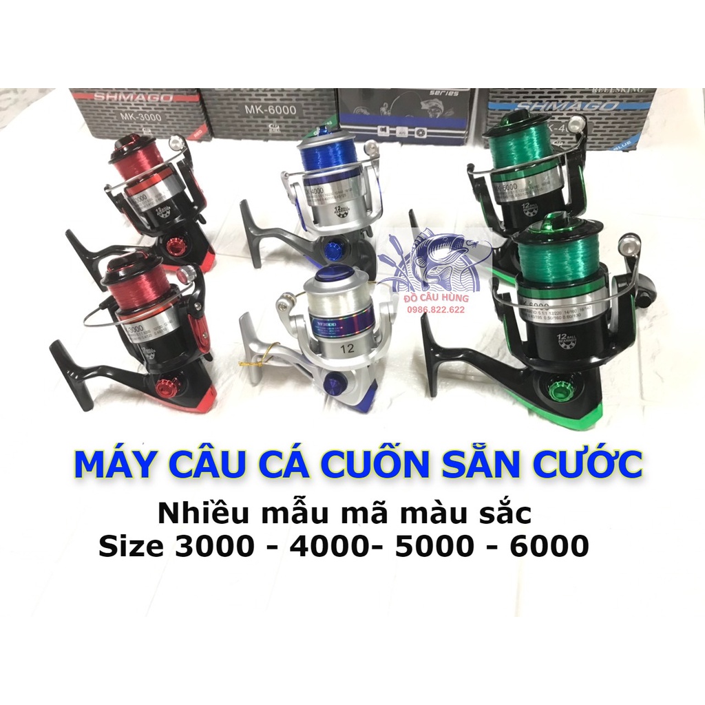 [SALE] Máy câu cá cuốn sẵn cước đủ size 3000-6000. Máy câu cá giá rẻ. Hàng bền, đẹp. Máy câu cá có cước. Đồ Câu Hùng