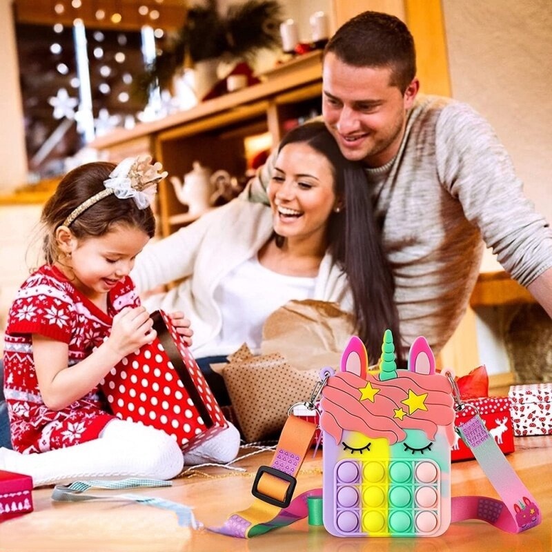 Túi đeo chéo đựng tiền xu bằng silicon hình kỳ lân dễ thương dành cho trẻ em