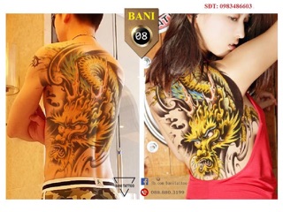 Xăm dán full lưng cô gái thổi sáo 24
