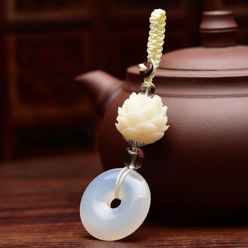 Móc khoá tạo hình hoa sen may mắn phong cách Trung Hoa cổ điển