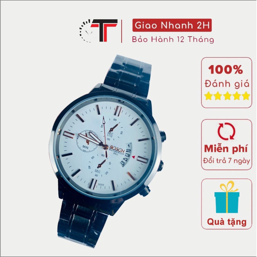 Đồng hồ nam BOSCH 5505 Có lịch ngày - Chống Nước - Mặt kính tráng Sapphire - Thép không gỉ cao cấp