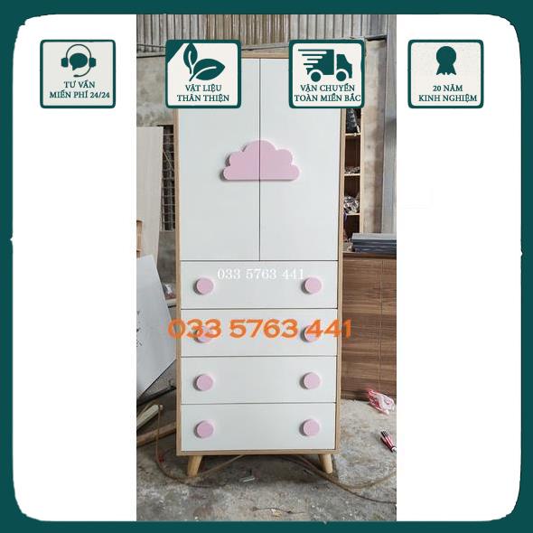 Tủ quần áo cho bé gỗ MDF phủ melamin chống nước kích thước 1,4 mét - 1,6 mét