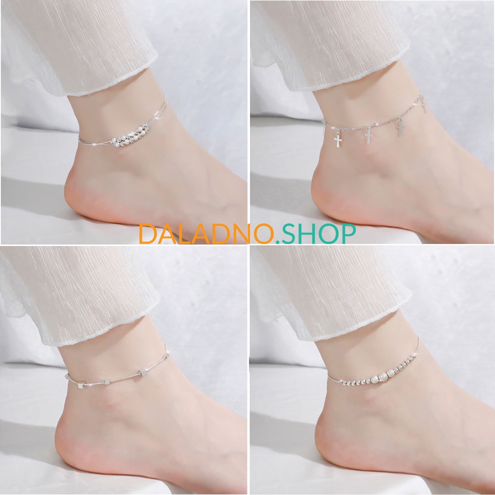 LC I Lắc chân nữ nhiều kiểu dáng màu bạc