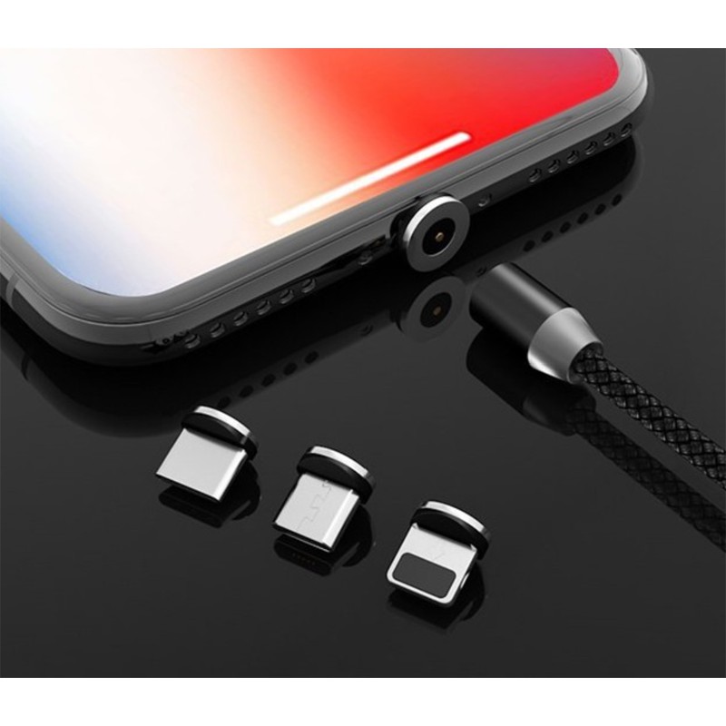 [2 mét + 3 đầu]Dây sạc nam châm 2 mét + 3 đầu kết nối MicroUSB TypeC