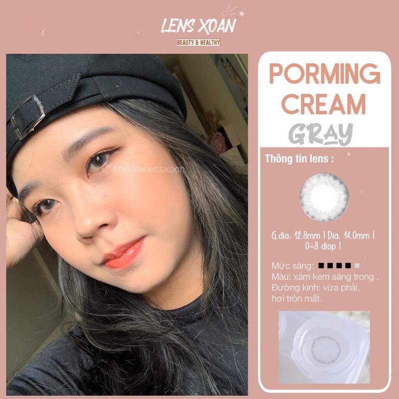 Áp tròng PORMING CREAM GRAY- OLENS (LENS XOẮN)