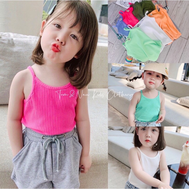 (LÔ MỚI)(SIZE 9-28KG)Áo 2 dây bé gái thun gân siêu mát mùa hè ơi