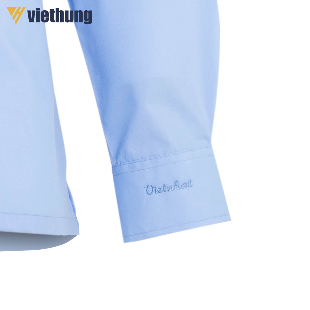Áo Sơ Mi Nam Dài Tay Trơn Dáng Suông Vạt Ngang Chất Vải Ion Mỹ Thoáng Mát Túi Ngực Logo Thêu Nổi VIỆT HƯNG | BigBuy360 - bigbuy360.vn