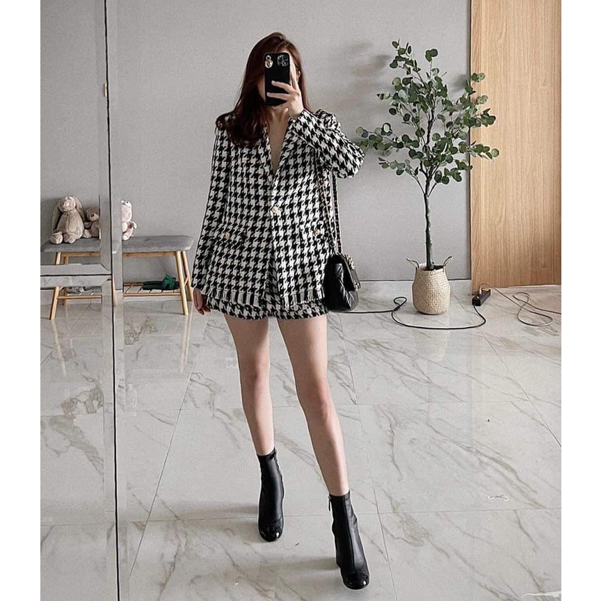 Chân váy dạ ngắn nanh sói 1 màu V2641 Aholic