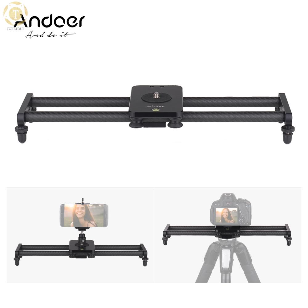 Shipped within 12 hours】 Andoer 40cm/ 15inch Carbon Fiber Camera Track Slider Video Stabilizer Rail with Mini Ballhead Phone Clamp for DSLR Camera Camcorder DV Film Photography Accessory Max. Load Capacity 5kg/ 11Lbs Track Slider [TO]