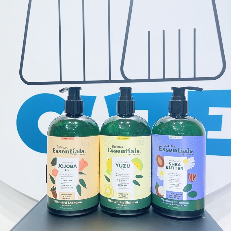 Dầu gội chuyên dưỡng ẩm cao cấp kiểm soát dầu cho cún cưng TROPICLEAN ESSENTIALS JOJOBA SHAMPOO FOR DOGS