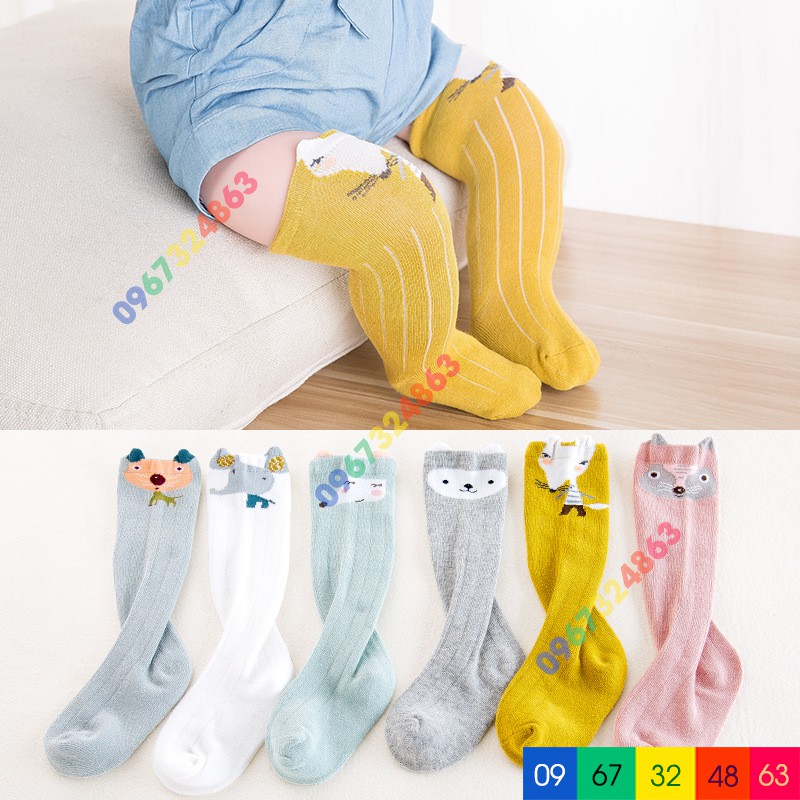 [Mã FADI5K245 giảm 5K đơn 0đ] Set 3 Đôi Tất Đùi Cotton Giữ Ấm Đầu Gối Hình Thú Cho Bé từ 0 đến 3 tuổi siêu yêu