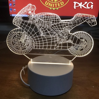 Đèn Ngủ Led 3D Hình Xe Phân Khối Lớn Quà Tặng Độc Lạ nháy sáng 16 màu DN216