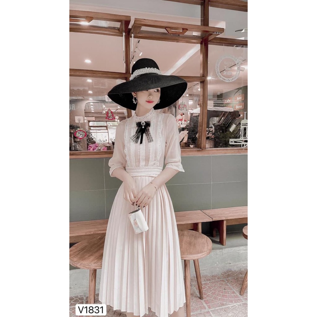 [Nhập WAMAR931 giảm ngay 15k]Đầm thiết kế cổ nơ dáng váy xếp ly nhẹ mặc lên tiểu thư V1831_Zin Boutique [Kèm ảnh thật] | BigBuy360 - bigbuy360.vn