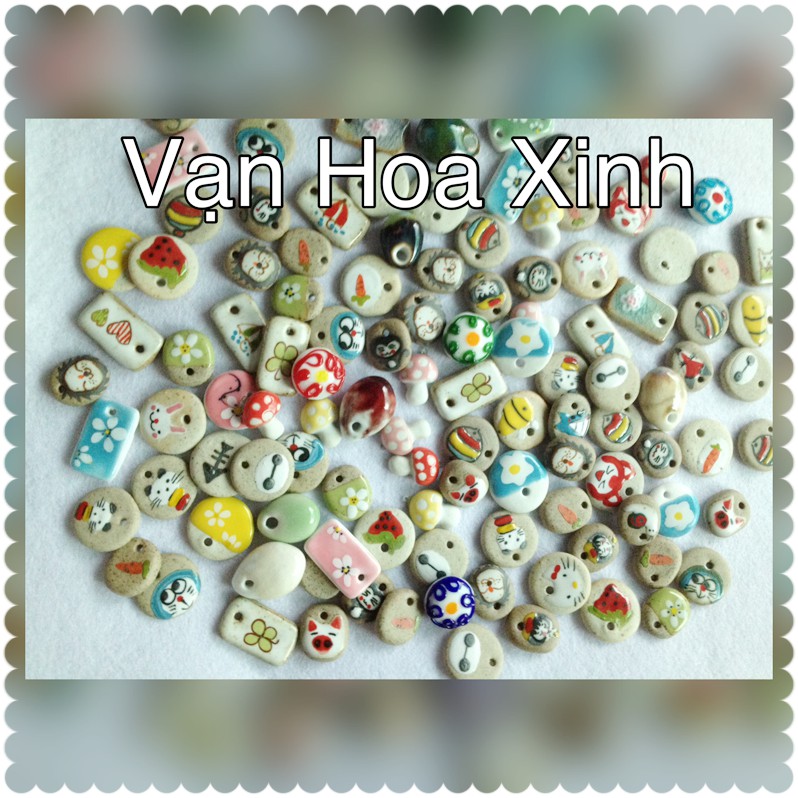 2 mặt gốm xinh xinh làm mặt vòng tay handmade