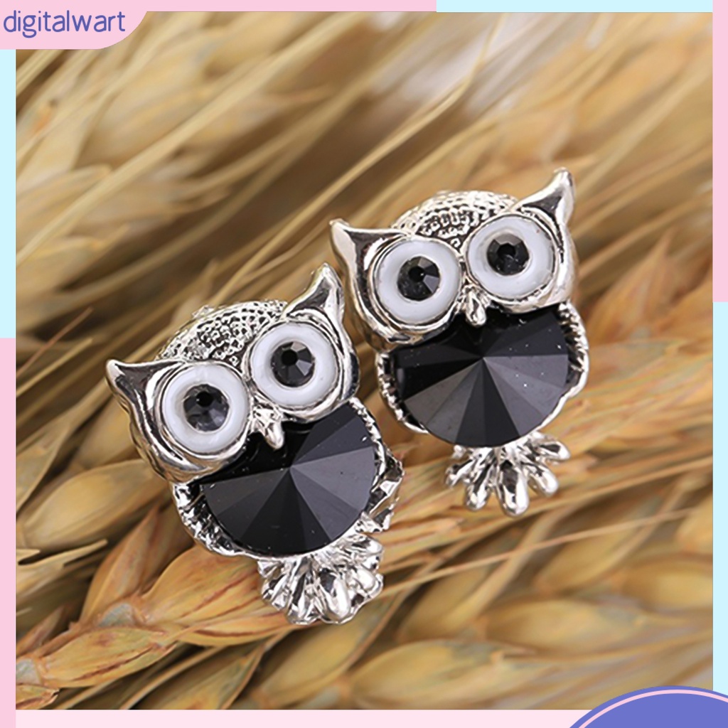 Dg✌❤ Bông Tai Hình Chim Cú Đính Đá Bằng Hợp Kim Thời Trang Dự Tiệc