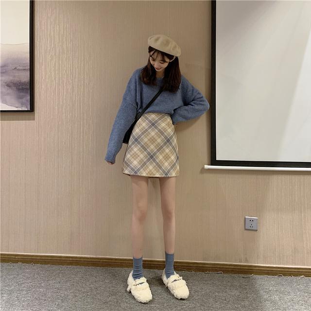Chân Váy Dạ Women New Korean Retro High Waist Plaid Tweed Skirt | BigBuy360 - bigbuy360.vn