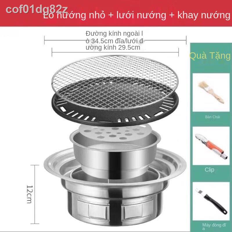 ▩Vỉ nướng nướng tròn không khói Bếp nướng than gia đình full inox Bếp nướng thương mại trong nhà ngoài trời Lò nướng car