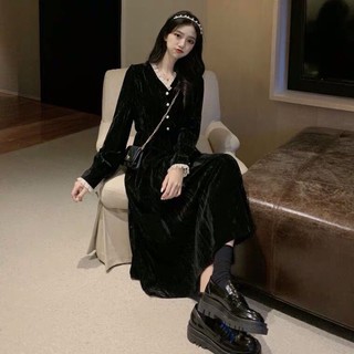 Đầm nhung nhún bèo (dáng ngắn-dài)