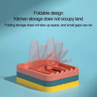 1Pcs Household Kitchen Multifunctiona Plastic Vertical Foldable Soup Spoon Lid Rack