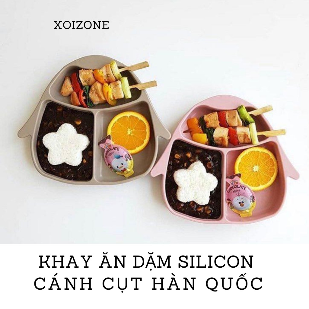 Khay ăn dặm silicon chim cánh cụt Chouchouatti đế hít bàn nội địa Hàn Quốc