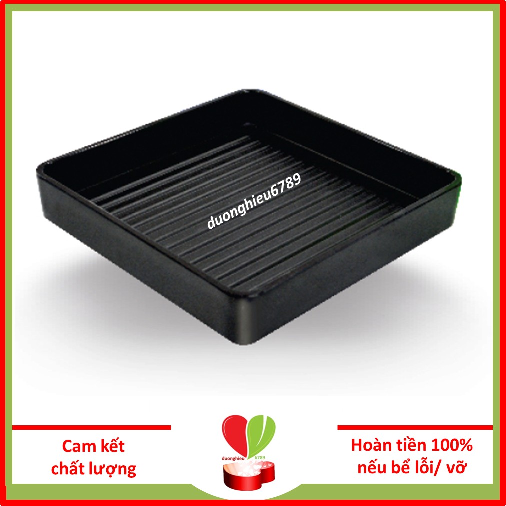 [100% Melamine] Khay Nhựa Phíp Hình Vuông, Khay Để Thịt Nướng Dáng Vuông BBQ Đen Nhám Sang Trọng