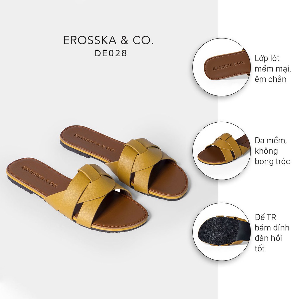 Erosska - Dép đi biển thời trang Erosska 2021 đan chéo đế bệt DE028