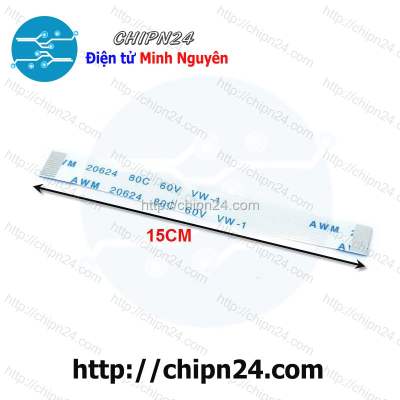 [1 SỢI] Cáp FPC/FFC 12P 0.5MM 15CM cùng chiều (Cáp AWM 20624 80C 60V VW-1)