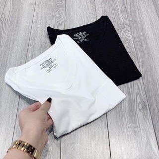 Áo pull đen trắng cổ tim