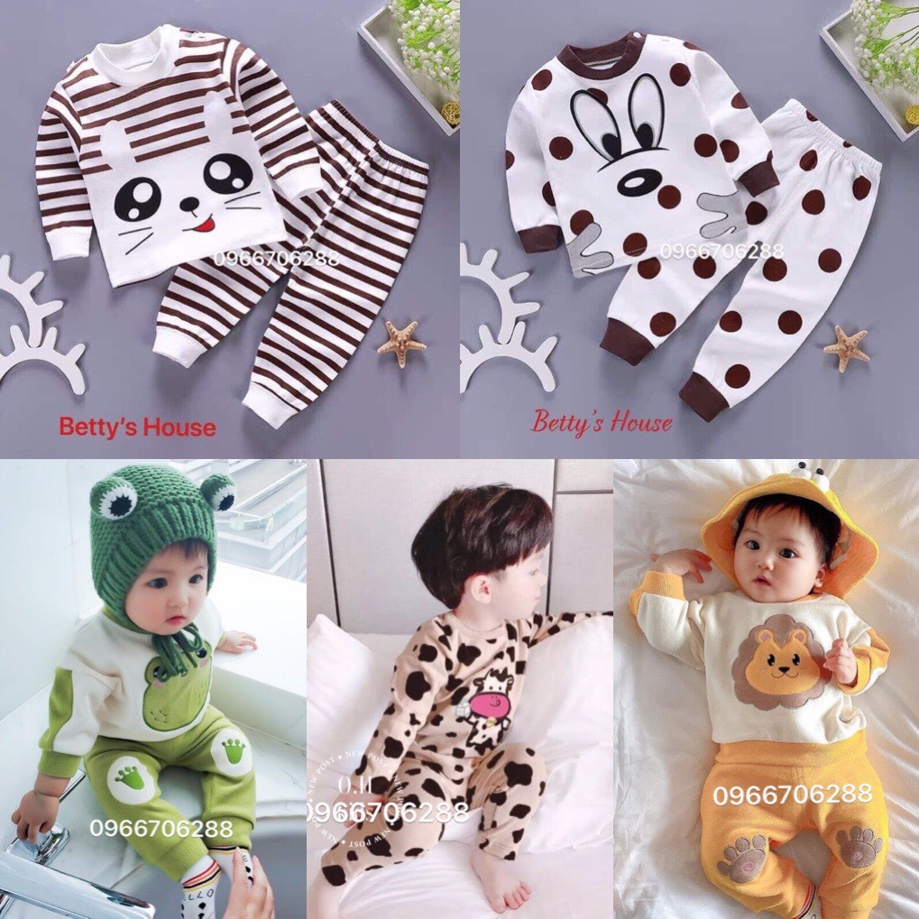 Bộ quần áo trẻ em dài tay thun cotton co dãn 4 chiều cho bé từ 0-5 tuổi BÉ TRAI/ BÉ GÁI