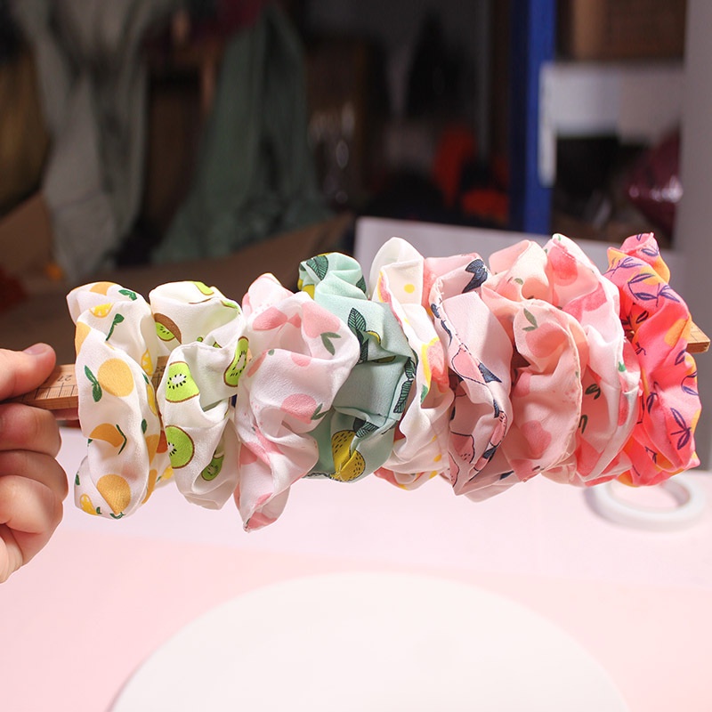 [Mã FAMARAL1 giảm 10K đơn 50K]Cột tóc scrunchies họa tiết trái cây dễ thương Tiluca S56