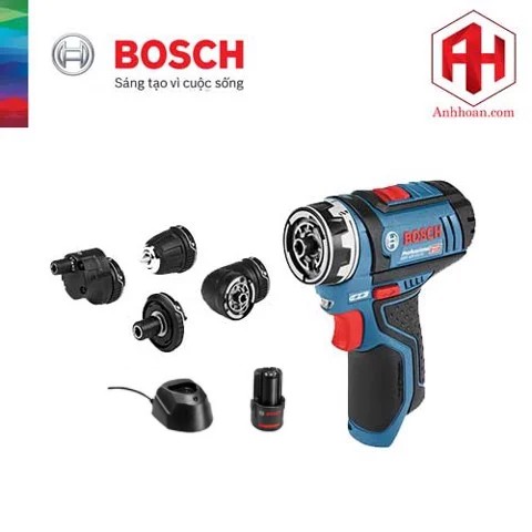 Máy khoan bắt vít pin 4 đầu Bosch GSR 12V-15 FC