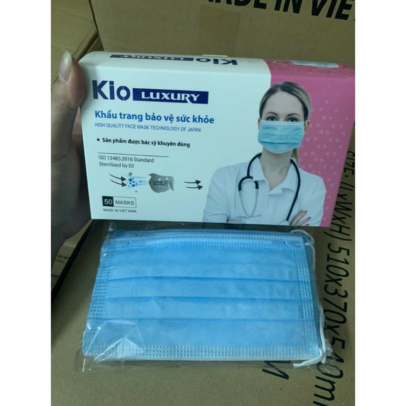 Hộp 50 cái khẩu trang y tế chuẩn 4 lớp KIO - Hàng có sẵn