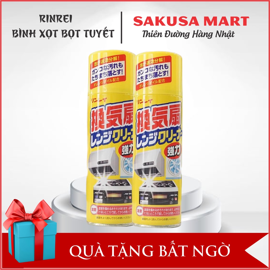Bình xịt bọt tuyết đa năng  Rinrei Nhật Bản xịt tẩy mảng bám dầu mỡ bếp lò vi sóng lò nướng