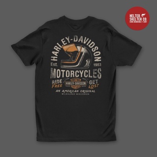 Áo thun đen in hình xe mô tô harley davidson milwaukee cổ điển cá tính