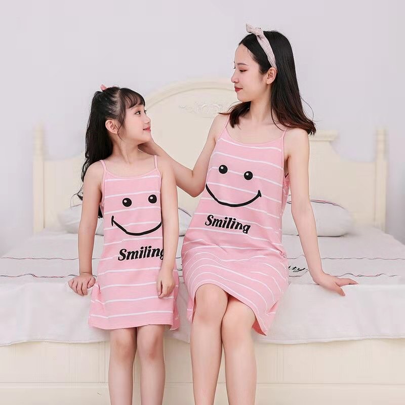 Bộ Đồ Ngủ Tay Ngắn Bằng Cotton Thời Trang Mới 2021 Cho Mẹ Và Con Gái