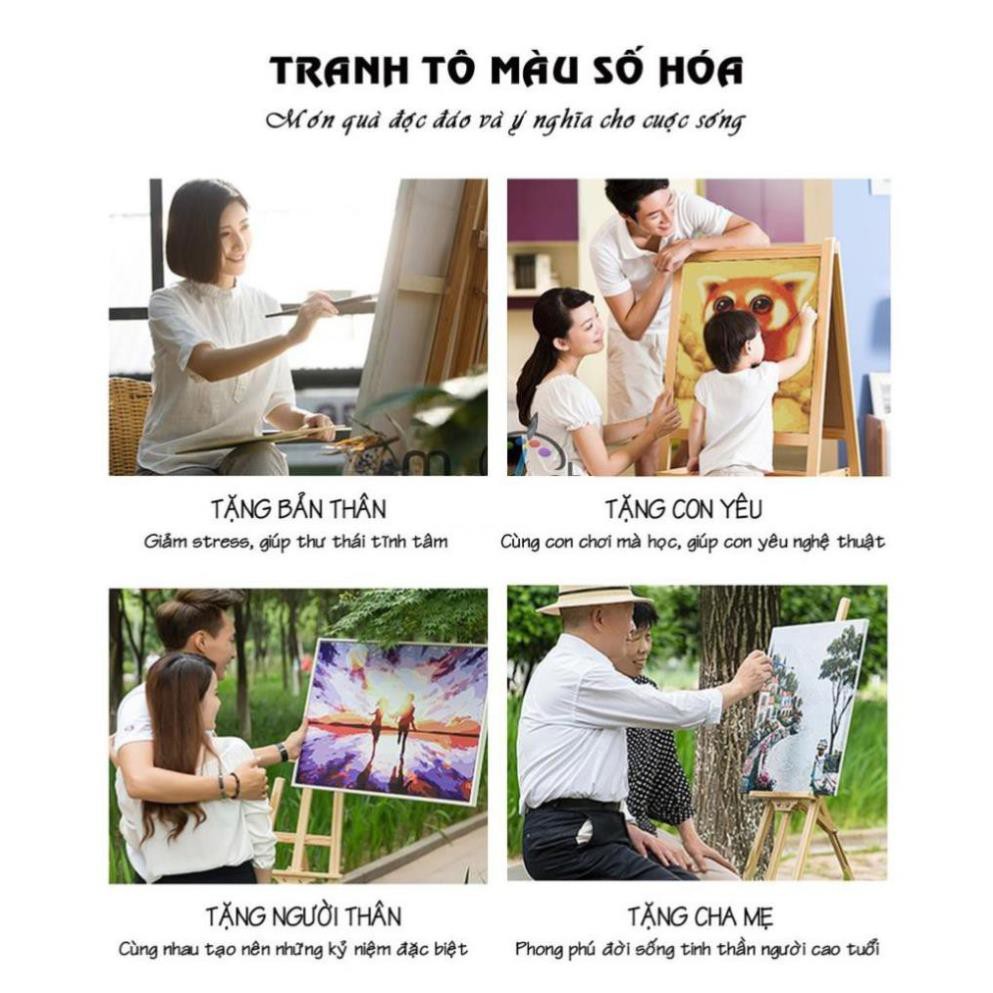 【CÓ SẴN】💥 Tranh Tô Màu Số Hóa💥 Giá rẻ 💥 Đã căng khung DIY - 【Đôi hạc hồng xanh】