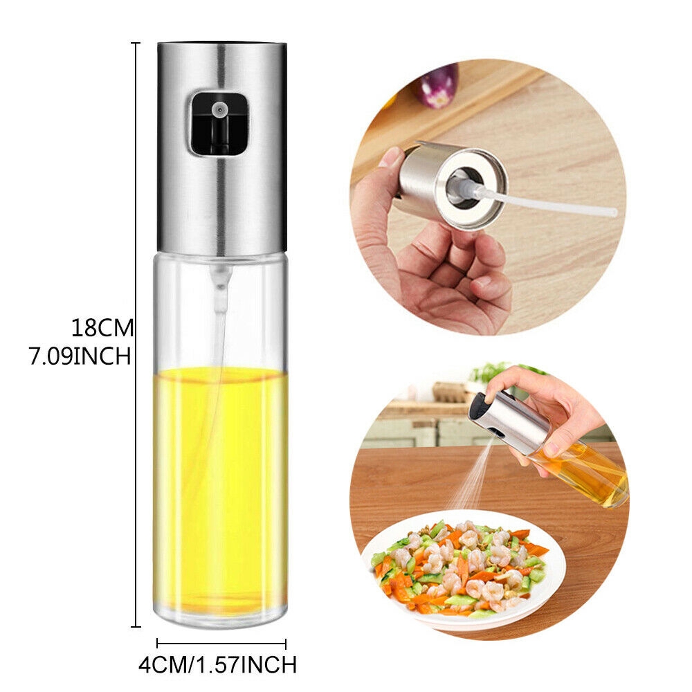 KRNY 100ml Glass Olive Oil Sprayer Leak-proof Oil Spray Bottle BBQ Tool
